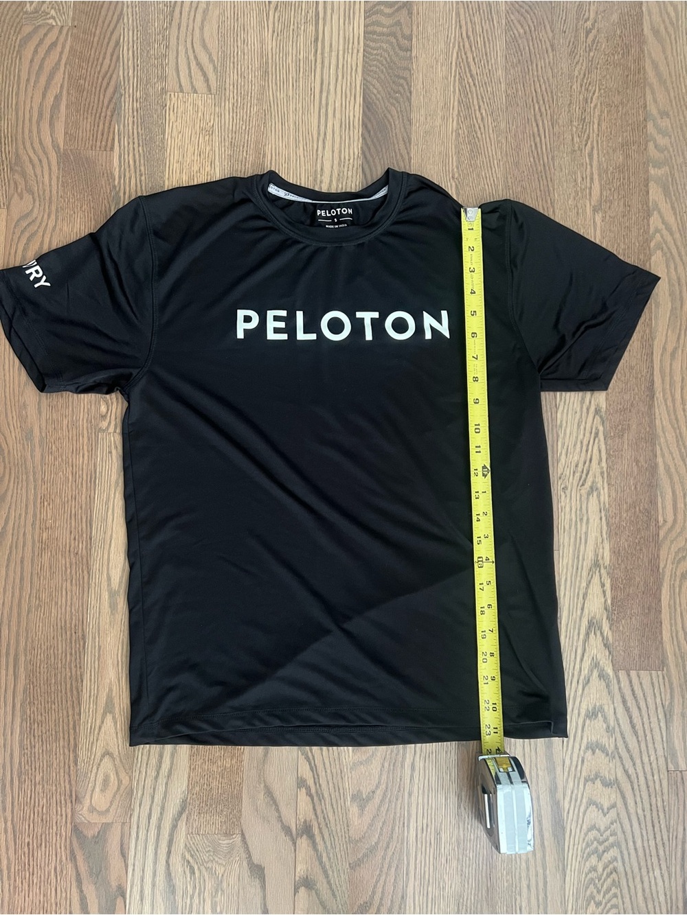 Peloton Black Crewneck Performance Tee with White Logo